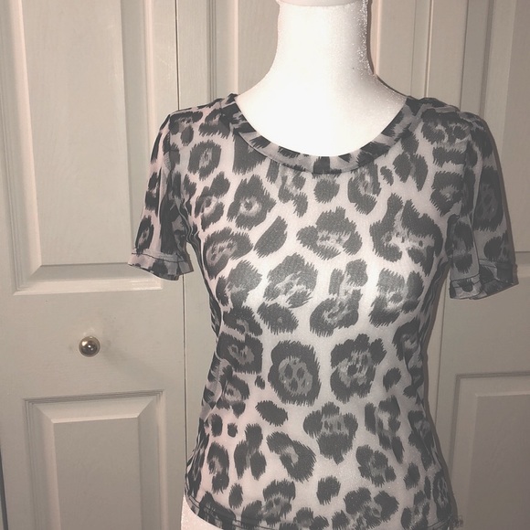 NWOT LF sheer black and white animal print top - Picture 2 of 6
